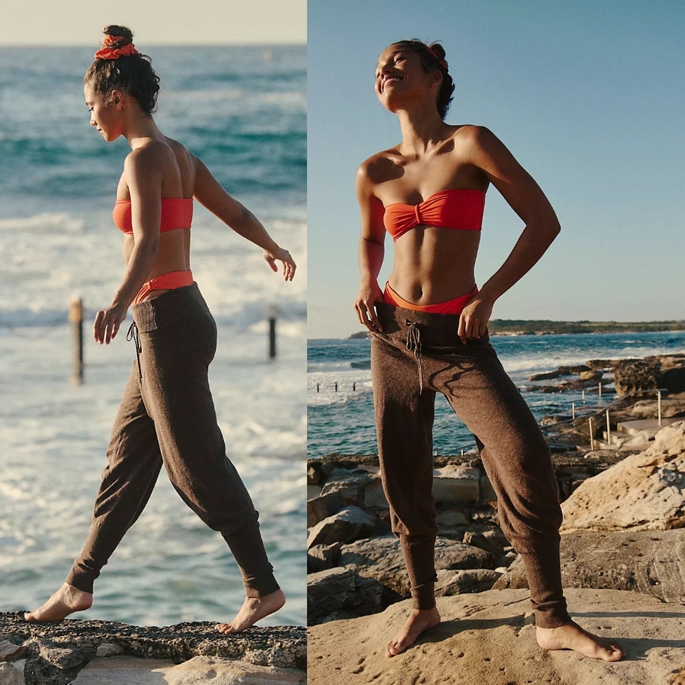 New Free People Sila Sweater Pants Brown Carafe L Sweatpants Sweat Pant Beach
